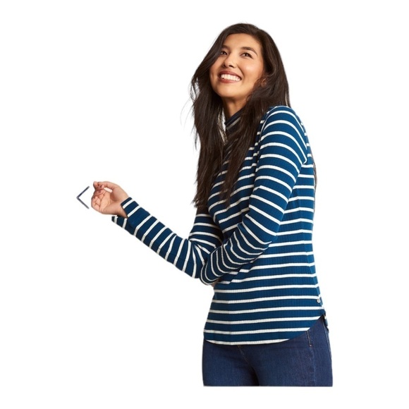 Hatley Poseidon Stripes Indigo Blue White Striped Pullover MockNeck NEW - Picture 1 of 16